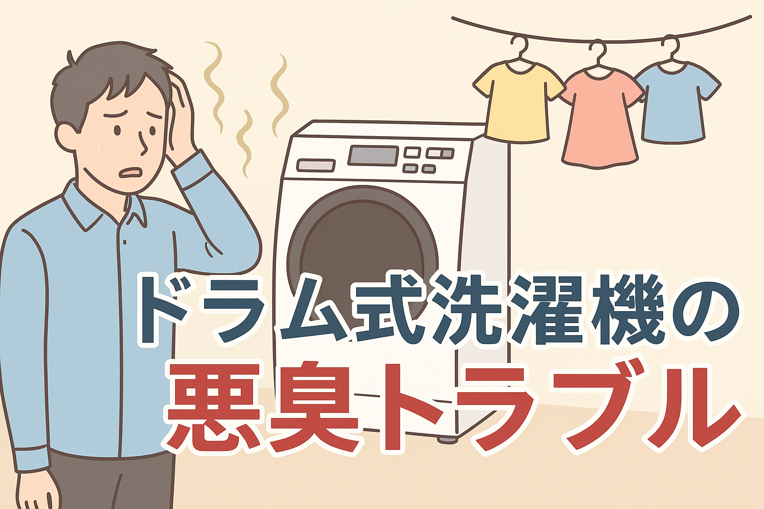 【実体験】ドラム式洗濯機の悪臭トラブル｜原因は「排水ホース」と「洗濯パンの汚れ」だった！